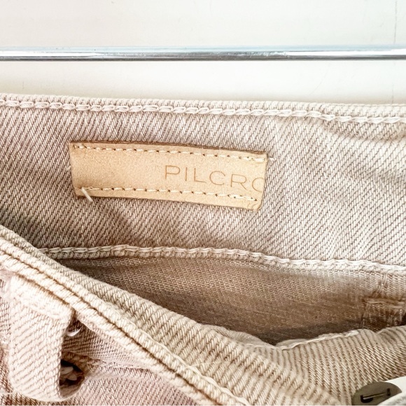 PILCRO ANTHROPOLOGIE THE VINTAGE STRAIGHT TAN FRAY HEM JEANS WOMENS SZ 27 - Picture 5 of 8